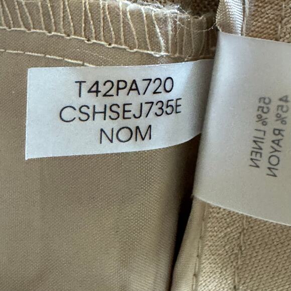 CALVIN KLEIN LINEN FLAT FRONT STRAIGHT LEG TROUSERS IN TAN NWT WOMEN'S SIZE 14P - Picture 14 of 16